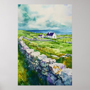Aran Islands Aquarel Vintage Reisposter Skiën Poster