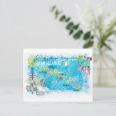 Aran Islands Ireland Illustrated Travel Map Briefkaart (Staand voorkant)