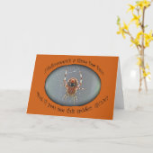 Araneus Orb Weaver Spider Halloween Kaart (Gele Bloem)