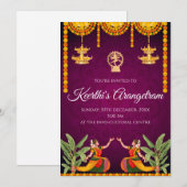 Arangetram uitnodigen & Bharatnatyam show uitnodig Kaart (Voorkant / Achterkant)