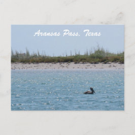 Aransas Pass Texas Kust met Pelikaan Briefkaart
