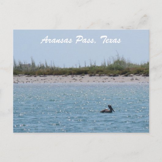 Aransas Pass Texas Kust met Pelikaan Briefkaart (Voorkant)