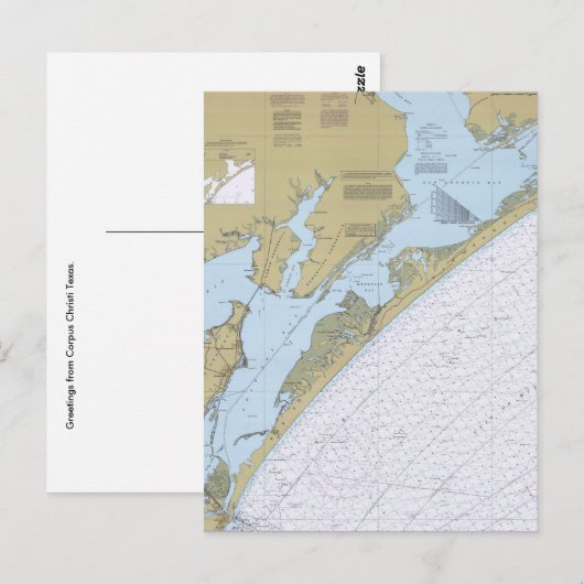 Aransas Pass Texas Nautical Chart Briefkaart (Voorkant / Achterkant)