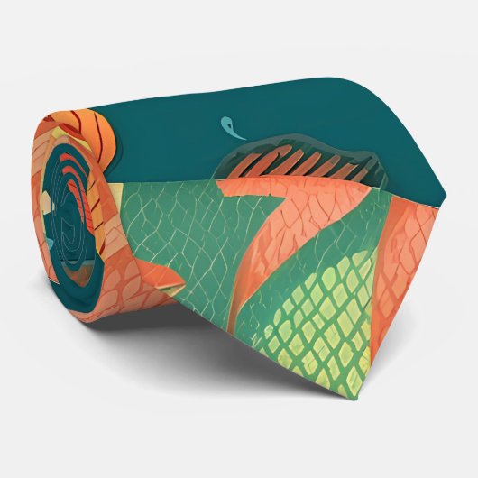 Arapaima Geometrisch Kleurrijk Aangepast Patroon Stropdas (Opgerold)