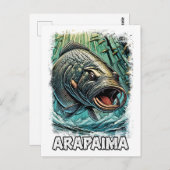 Arapaima Monster Vis Voor EXTREME ANGLERS Amazone Briefkaart (Voorkant / Achterkant)