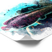 Arapaima Monster Vis Waterverf Pirarucu Paiche Poster (Hoek)