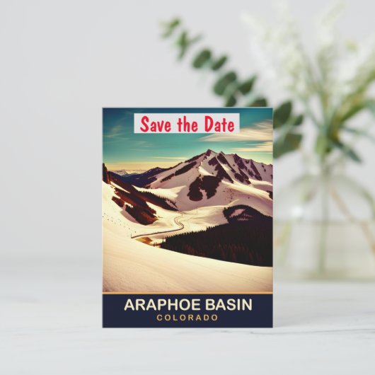 Araphoe Basin, Colorado, Reisbriefkaart Save The Date (Staand voorkant)
