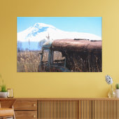 Ararat en oude Sovjet-bus in Armenië Canvas Afdruk (Insitu (Woonkamer))