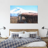 Ararat en oude Sovjet-bus in Armenië Canvas Afdruk (Insitu (Slaapkamer))