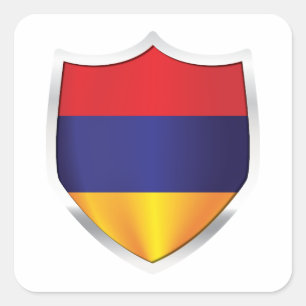 ArArmenia Silver Shield Flag Vierkante Sticker