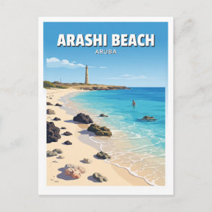 Arashi Beach Noord Aruba Reis Souvenir Briefkaart