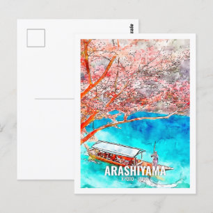 Arashiyama Kyoto Japan Travel Place Waterverf Briefkaart