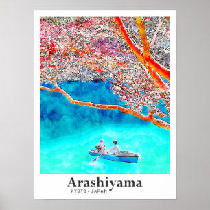 Arashiyama Kyoto Travel Waterverf met de hand gete Poster