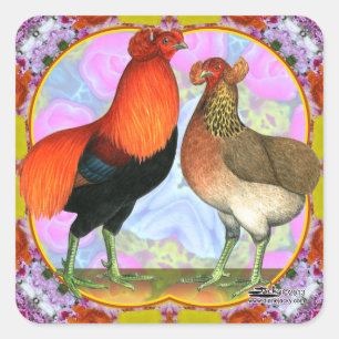 Araucana Chickens Art Vierkante Sticker