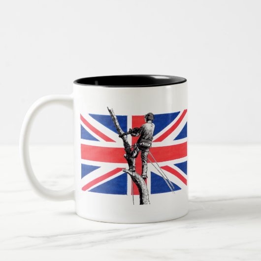 Arb Art Arborist Tree Surgeon Chainzaag Tweekleurige Koffiemok (Links)