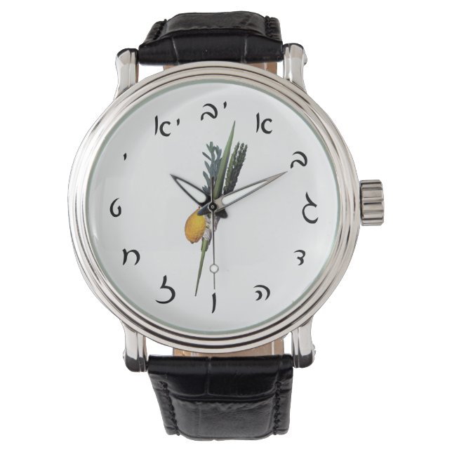 Arba Minim - Hebreeuwse scriptcijfers Horloge (Voorkant)