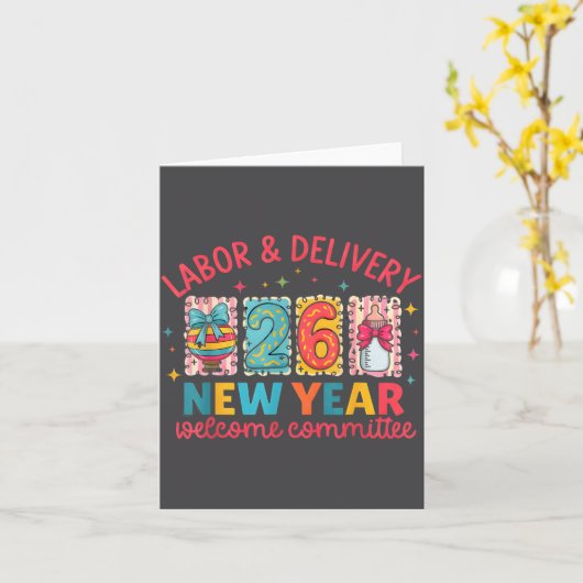 Arbeid & Bevalling 2026 Nieuwjaars Welkom Comité Kaart (Gele Bloem)