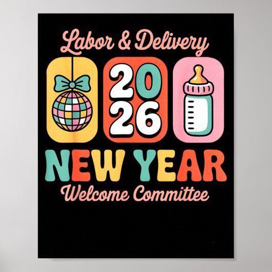 Arbeid & Bevalling 2026 Nieuwjaars Welkom Comité Poster (Voorkant)