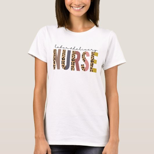 Arbeid en Levering Nurse Leopard print voor Nurse T-shirt (Voorkant)