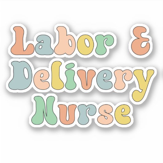 Arbeid en levering verpleegkundige Groovy Retro Sticker (Voorkant)