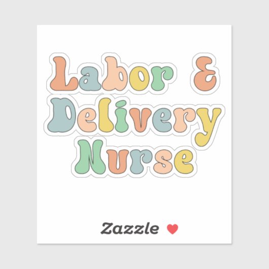 Arbeid en levering verpleegkundige Groovy Retro Sticker (Vel)