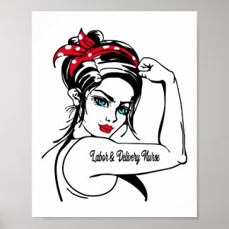 Arbeid en levering Zuster Rosie De Riveter omhoog Poster