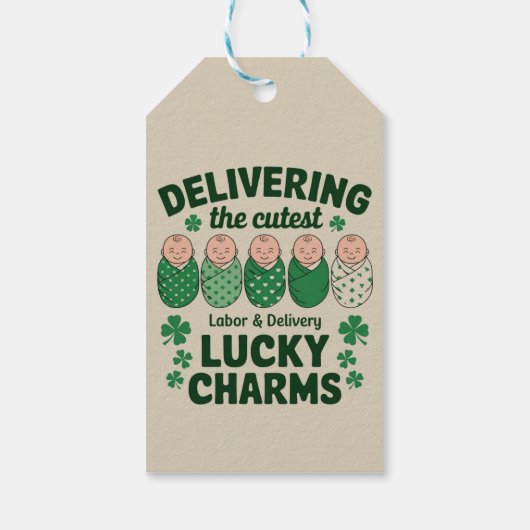 Arbeid & Levering Lucky Charm Nurse Shamrock Cadeaulabel (Achterkant)