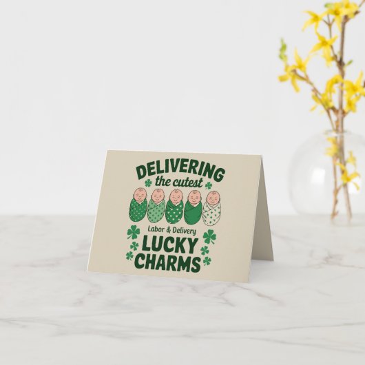 Arbeid & Levering Lucky Charm Nurse Shamrock Kaart (Gele Bloem)