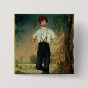 Arbeider 1848 vierkante button 5,1 cm