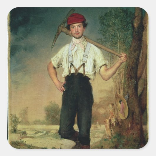 Arbeider, 1848 vierkante sticker (Voorkant)