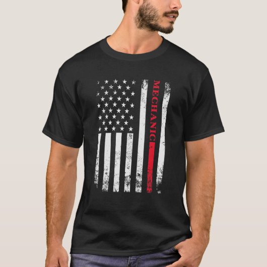 Arbeider American Distress Flag Car Mechanic Ameri T-shirt (Voorkant)