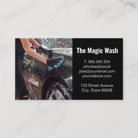 Arbeider die auto wast visitekaartje (Voorkant)