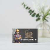 arbeider met blauwe kraag | bouwterrein visitekaartje (Staand voorkant)