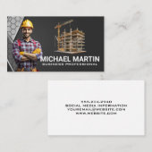 arbeider met blauwe kraag | bouwterrein visitekaartje (Voorkant / Achterkant)