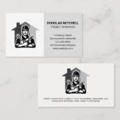 arbeider met blauwe kraag | Home Reparaties Visitekaartje (Voorkant / Achterkant)