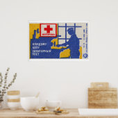 Arbeider met EHBO-symbool luciferdoosje-kunstprint Poster (Keuken)