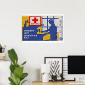Arbeider met EHBO-symbool luciferdoosje-kunstprint Poster (Thuiskantoor)