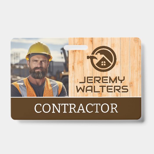 Arbeider op bouwplaats | Hout Badge (Voorzijde)