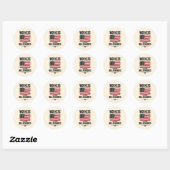 Arbeiders boven Amerikaanse vlag Ronde Sticker (Vel)