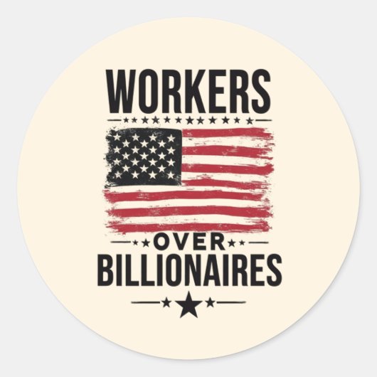 Arbeiders boven Amerikaanse vlag Ronde Sticker (Voorkant)