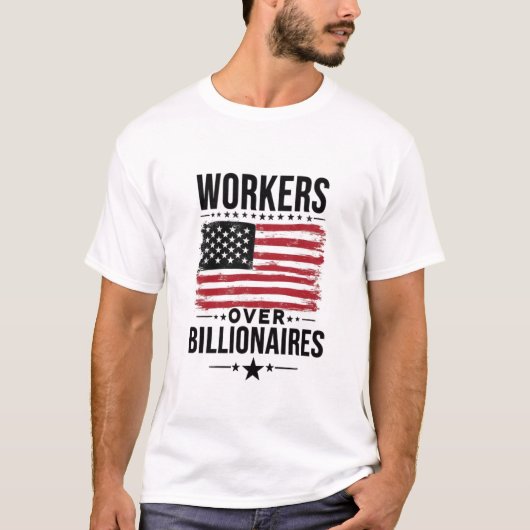 Arbeiders boven Amerikaanse vlag T-shirt (Voorkant)