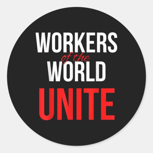 Arbeiders van de wereld verenigen zich ronde sticker (Voorkant)