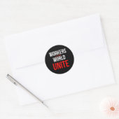 Arbeiders van de wereld verenigen zich ronde sticker (Envelop)