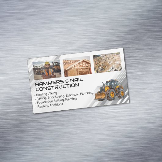 arbeiders | zware machines | aannemer magnetisch visitekaartje (Voorbeeld)