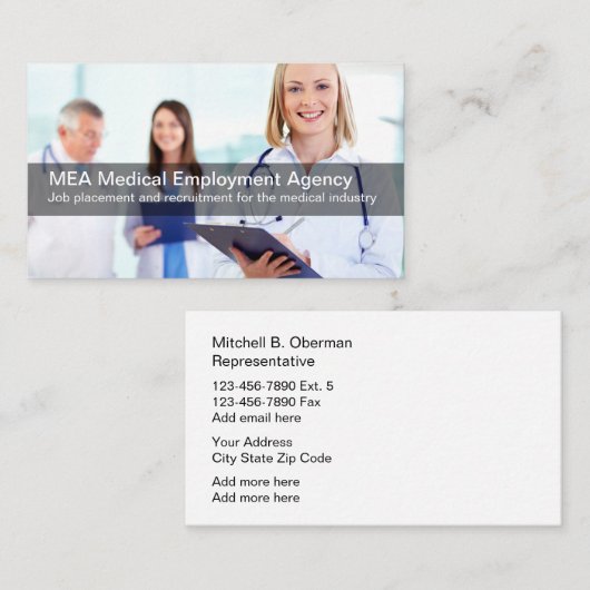 Arbeidsbureau medische industrie visitekaartje (Voorkant / Achterkant)