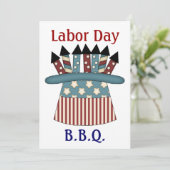 Arbeidsdag B.B.Q./Patriottisch Pet vol vuurwerk Kaart (Staand voorkant)
