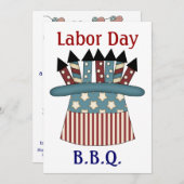 Arbeidsdag B.B.Q./Patriottisch Pet vol vuurwerk Kaart (Voorkant / Achterkant)