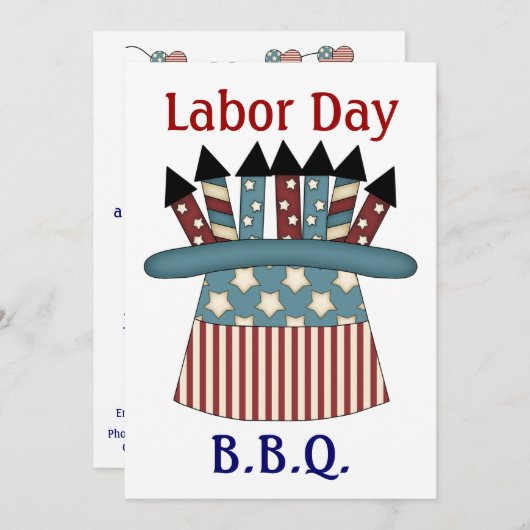 Arbeidsdag B.B.Q./Patriottisch Pet vol vuurwerk Kaart (Voorkant / Achterkant)