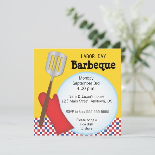 Arbeidsdag barbecue kaart (Staand voorkant)