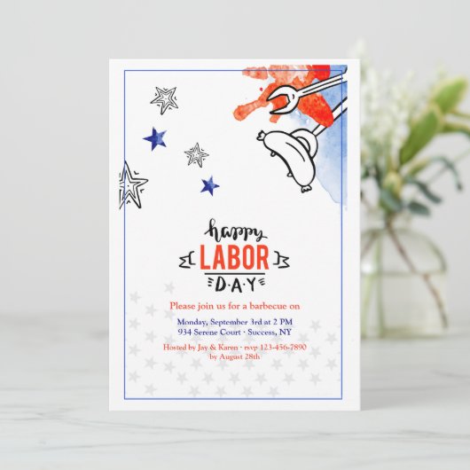 Arbeidsdag BBQ 2 Uitnodiging (Staand voorkant)